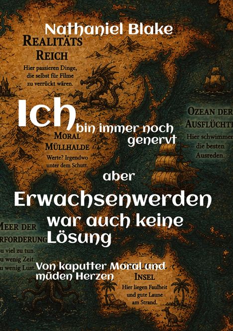 Text: „Nathaniel Blake. Ich bin immer noch genervt, aber Erwachsenwerden war auch keine Lösung.“ Hintergrund: Karte.