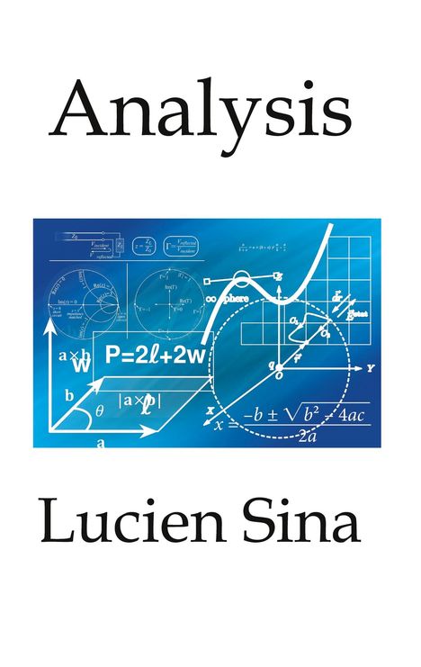 Text: „Analysis“, „Lucien Sina“. Illustration: mathematische Formeln und Diagramme auf blauem Hintergrund.