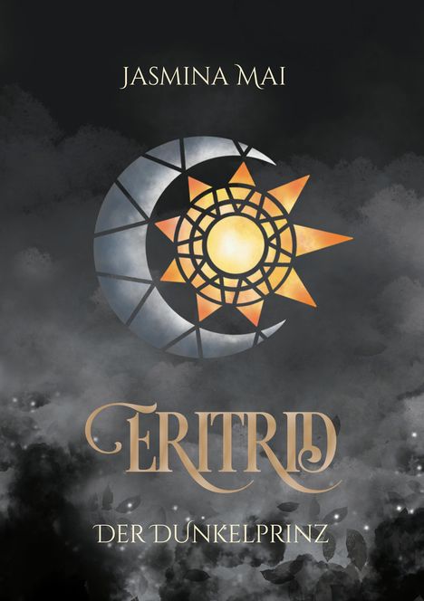 Text: "Jasmina Mai", "Eritrid", "Der Dunkelprinz". Logo: Halbmond, Sonne mit Strahlen, in dunklem nebligem Hintergrund.