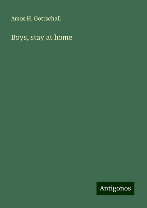 Amos H. Gottschall: Boys, stay at home, Buch