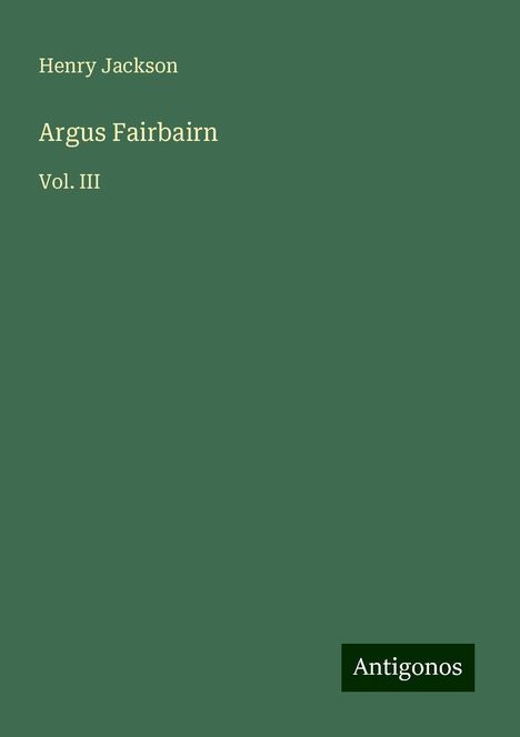 Henry Jackson: Argus Fairbairn, Buch