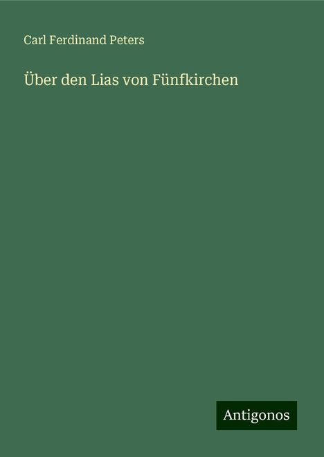 Carl Ferdinand Peters: Über den Lias von Fünfkirchen, Buch