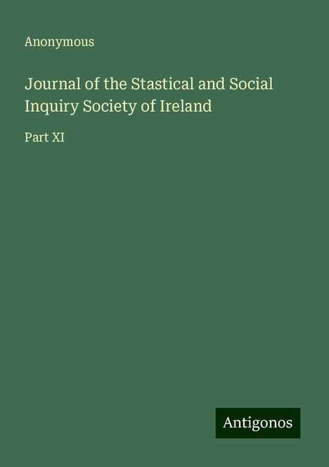 Anonymous: Journal of the Stastical and Social Inquiry Society of Ireland, Buch