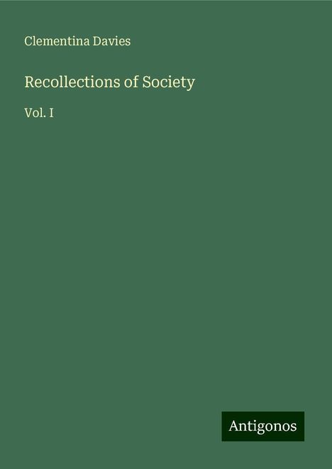 Clementina Davies: Recollections of Society, Buch