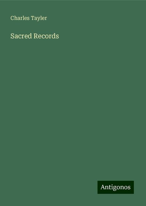 Charles Tayler: Sacred Records, Buch