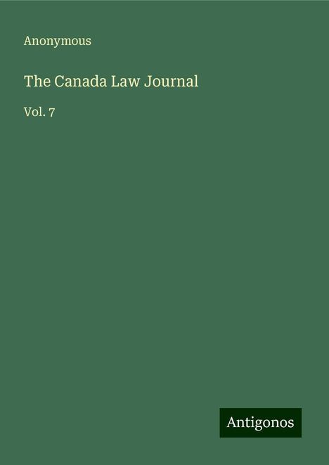 Anonymous: Anonymous: Canada Law Journal, Buch