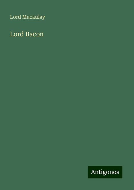 Lord Macaulay: Lord Bacon, Buch