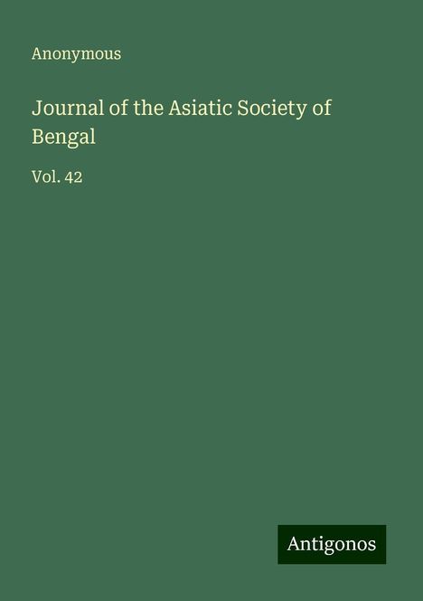 Anonymous: Journal of the Asiatic Society of Bengal, Buch