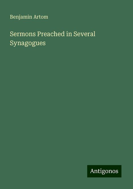 Benjamin Artom: Sermons Preached in Several Synagogues, Buch