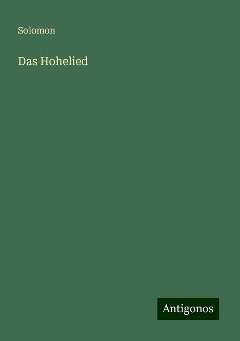 Solomon (1902-1988): Das Hohelied, Buch