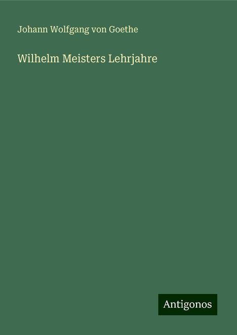 Johann Wolfgang von Goethe: Wilhelm Meisters Lehrjahre, Buch