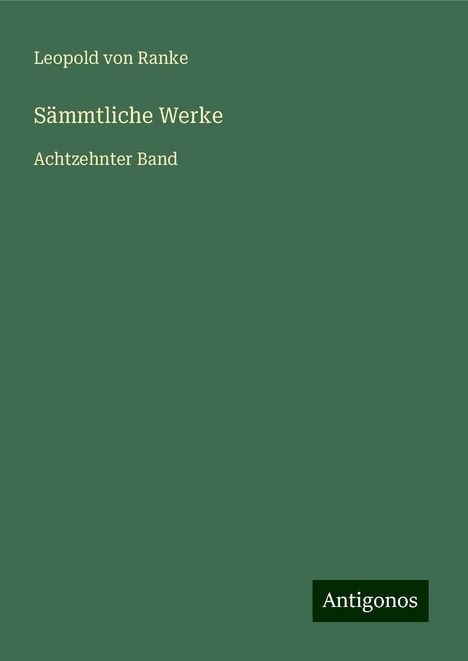 Leopold von Ranke: Sämmtliche Werke, Buch