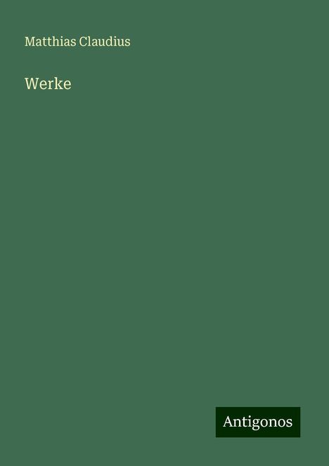 Matthias Claudius: Werke, Buch