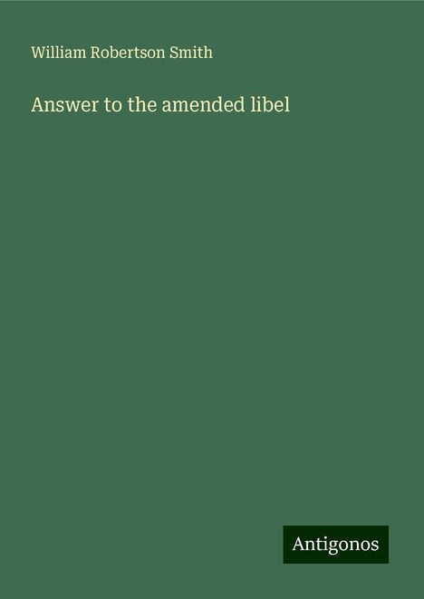 William Robertson Smith: Answer to the amended libel, Buch