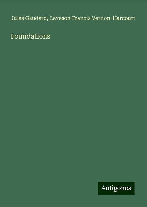 Jules Gaudard: Foundations, Buch