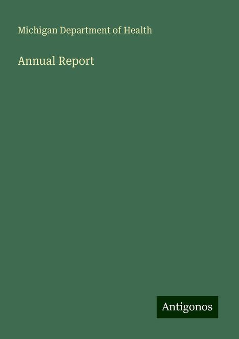 Michigan Department of Health: Annual Report, Buch