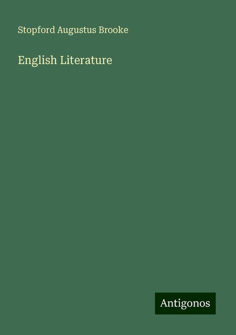 Stopford Augustus Brooke: English Literature, Buch