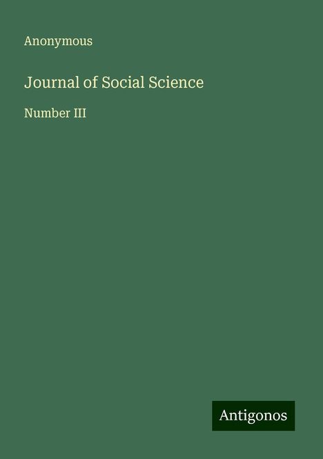 Anonymous: Journal of Social Science, Buch