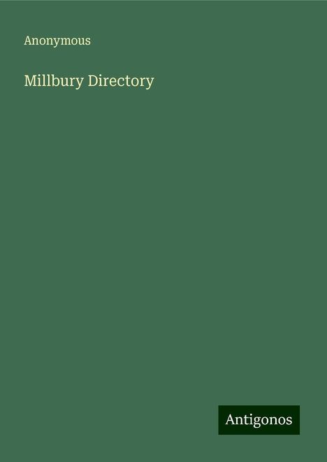 Anonymous: Millbury Directory, Buch