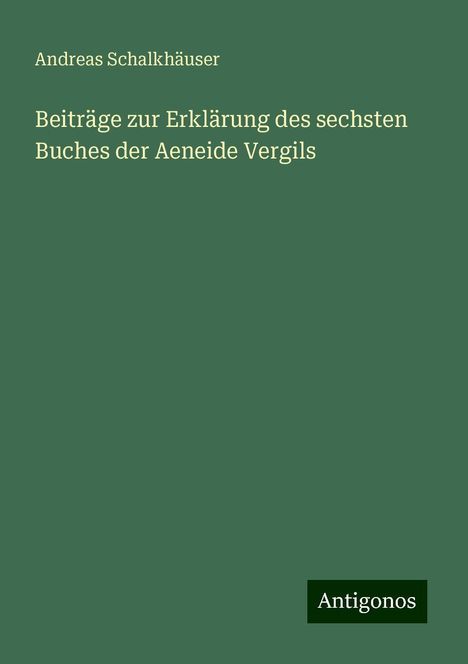 Andreas Schalkhäuser: Beiträge zur Erklärung des sechsten Buches der Aeneide Vergils, Buch