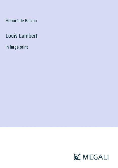 Honoré de Balzac: Louis Lambert, Buch