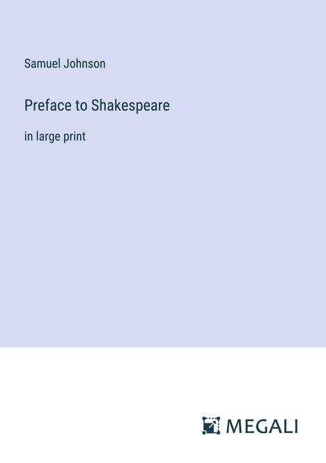 Samuel Johnson: Preface to Shakespeare, Buch
