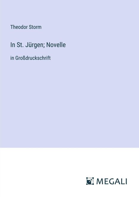 Theodor Storm: In St. Jürgen; Novelle, Buch