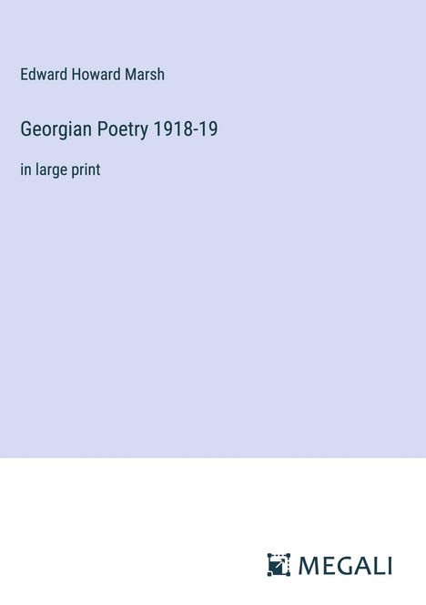 Edward Howard Marsh: Georgian Poetry 1918-19, Buch