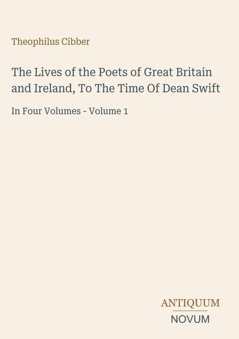 The Lives of the Poets of Great Britain and Ireland, Volume 1. Beige Hintergrund, schlichtes, klassisches Design.