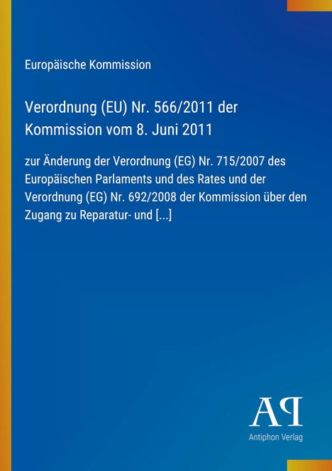 Text über EU-Verordnung von 2011 auf blauem Hintergrund, EU-Logo links oben, Antiphon Verlag-Logo unten rechts.