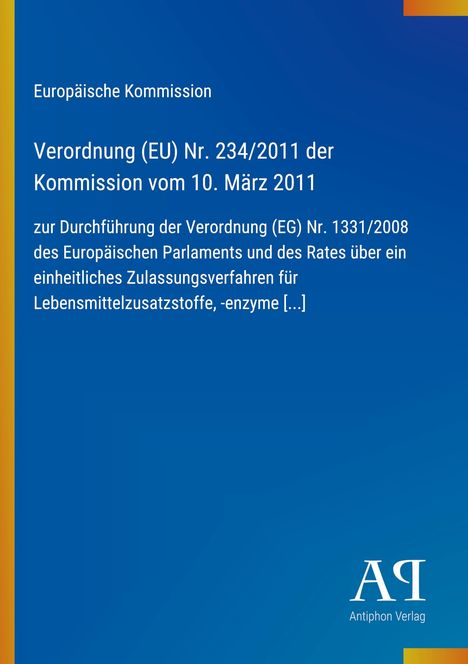 Text zur EU-Verordnung 234/2011 auf blauem Hintergrund mit gelber Leiste links und Verlagslogo unten.