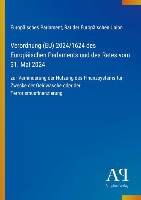 Verordnung zur Verhinderung der Nutzung des Finanzsystems zur Geldwäsche. Blauer Hintergrund, gelbe Akzente.