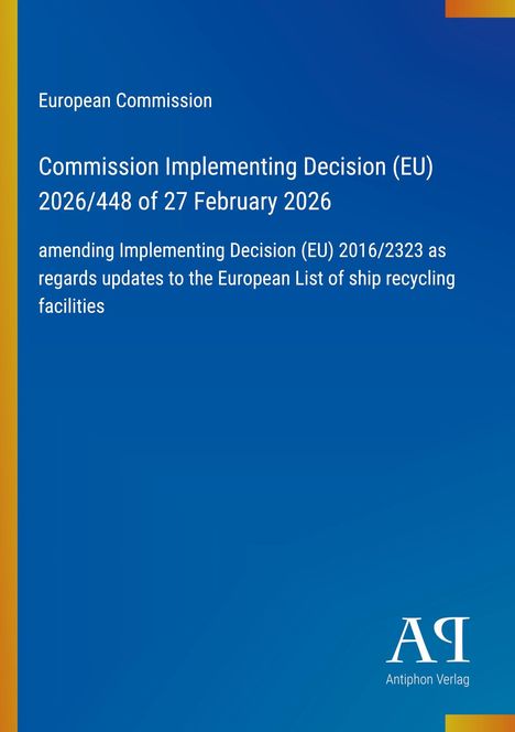 Titel: Commission Implementing Decision (EU) 2026/448. Blaues Design mit einem gelben Streifen links. Logo unten rechts.