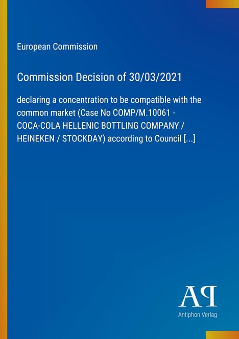 Text über Entscheidung der Europäischen Kommission zu einem Fall zwischen großen Unternehmen. Enthält Logo unten.