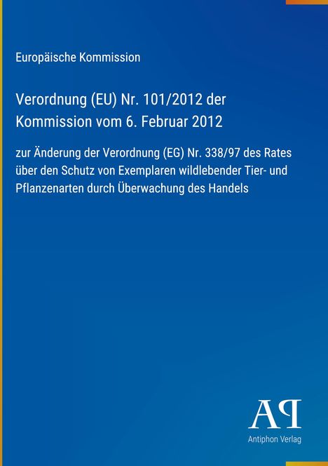 Text zur EU-Verordnung, blau mit weißem Text. "Antiphon Verlag" steht unten rechts mit Logo in Weiß.