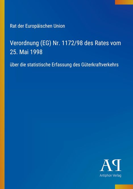 Verordnung (EG) Nr. 1172/98 des Rates, EU-Logo links, blaues Design mit gelben und orangen Akzenten.