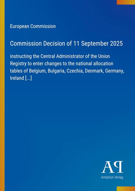 "European Commission: Commission Decision of 11 September 2025" auf blauem Hintergrund mit gelbem Streifen links.