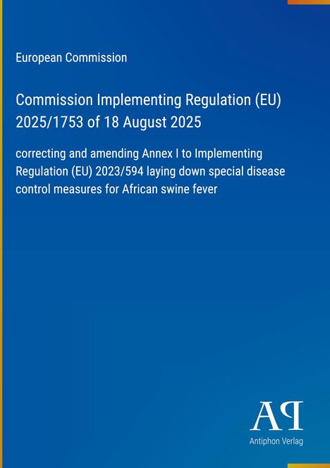 Titel: "Commission Implementing Regulation (EU) 2025/1753 of 18 August 2025". Blauer Hintergrund, weißer Text.