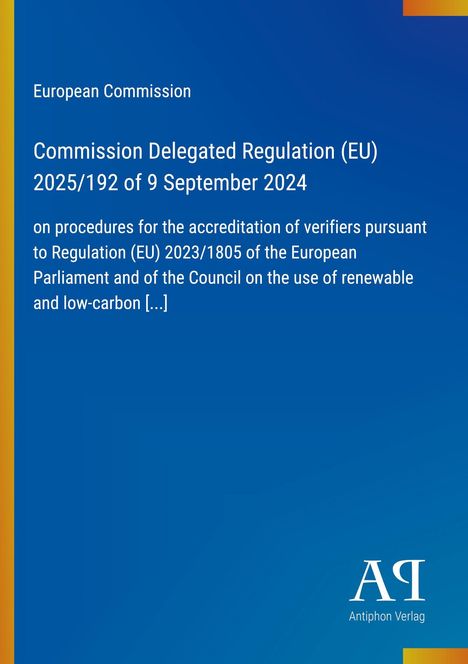Europäische Kommission, Delegierte Verordnung (EU) 2025/192 vom 9. September 2024, Verlag-Logo unten rechts.