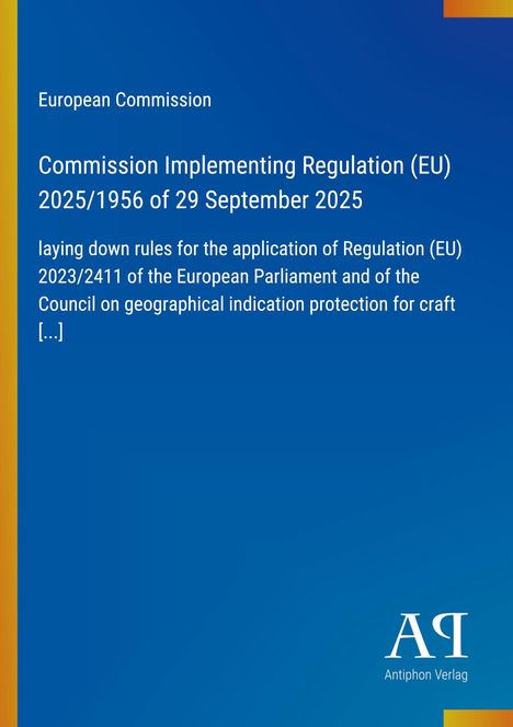 „European Commission: Commission Implementing Regulation (EU) 2025/1956 of 29 September 2025.“ Blaues Cover, Verlagslogo unten rechts.
