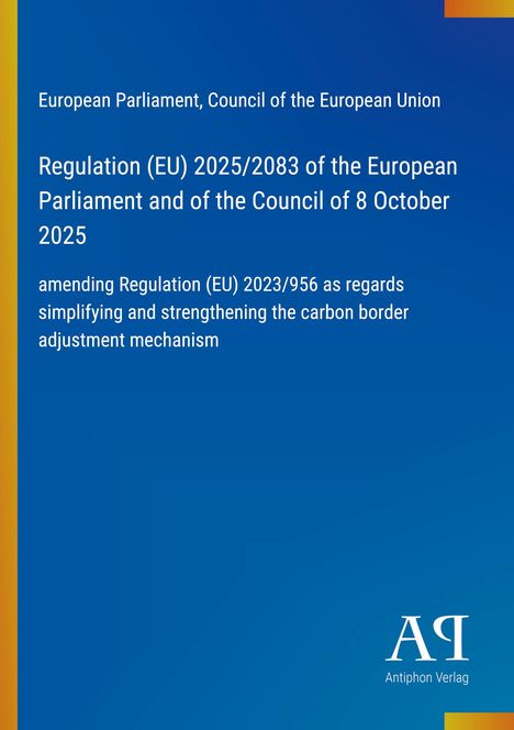 Text über EU-Verordnung, blaues Cover mit gelbem Rand, Logo unten rechts.