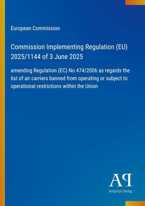 Text über EU-Verordnung zur Fluggesellschaftsregulierung. Blauer Hintergrund mit farbigen Streifen am Rand.
