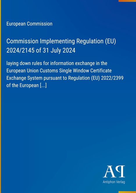 Ein blauer Hintergrund mit weißem Text über eine EU-Verordnung. Unten rechts befindet sich ein Logo mit den Buchstaben "AV".