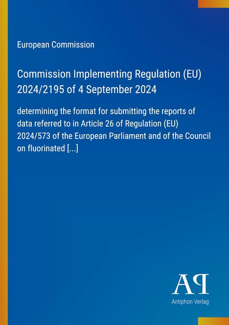 Titel der EU-Verordnung 2024/2195. Blauer Hintergrund mit Farbstreifen am Rand, weißes Logo unten.