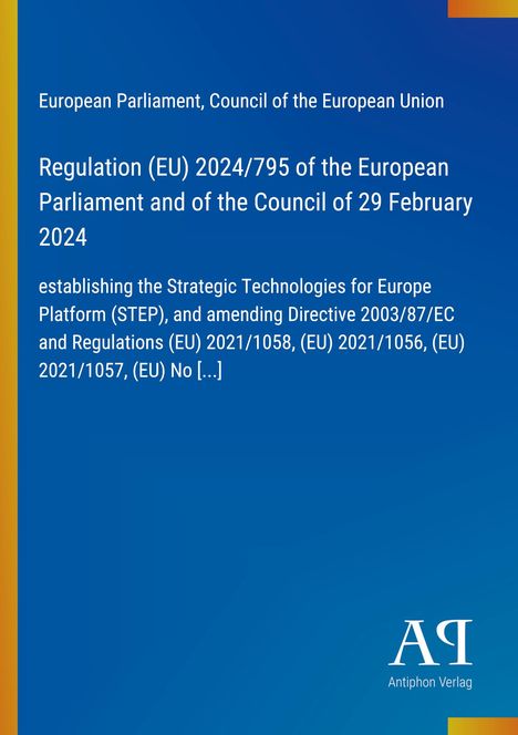 Ein blaues Cover mit weißem Text über eine EU-Verordnung von 2024. Rechts unten steht "Antiphon Verlag".