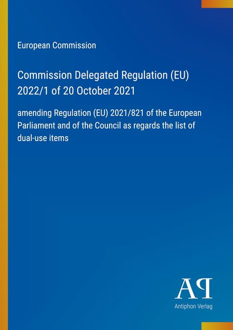 Oberer Text: "European Commission". Haupttitel: "Commission Delegated Regulation (EU) 2022/1 of 20 October 2021".