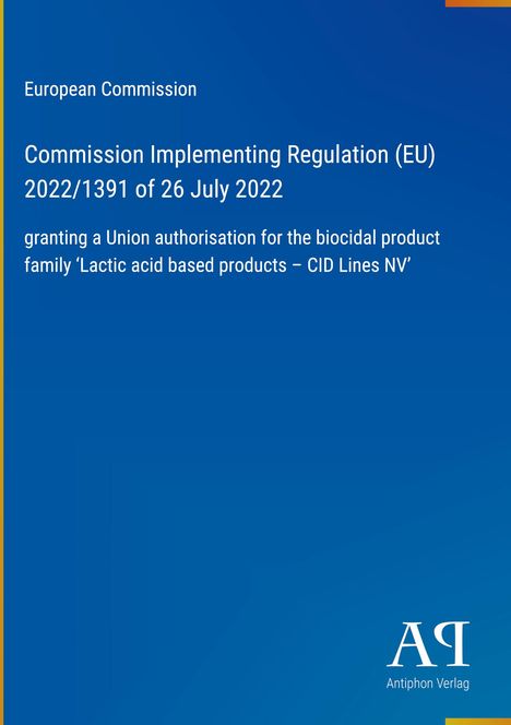 Text über eine EU-Richtlinie zur Zulassung von Milchsäureprodukten. Blaues Design mit Verlagslogo unten.