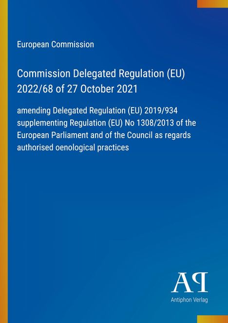 Text: Titel einer EU-Verordnung. Hintergrund: Blaues Farbschema, vertikaler gelber Streifen links. Logo unten rechts.