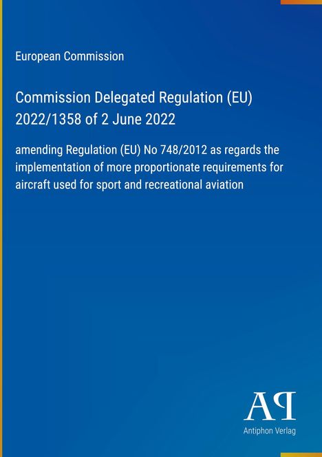 Text der EU-Kommission über Vorschriften zur Luftfahrt, Logo von Antiphon Verlag unten rechts.