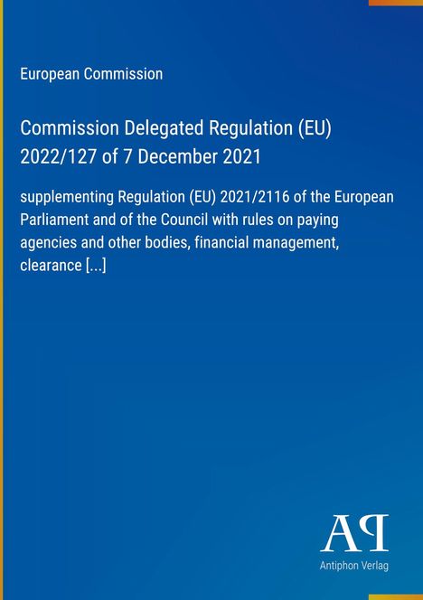Der Text beschreibt eine EU-Verordnung von 2021 zur Finanzverwaltung. Unten rechts steht "Antiphon Verlag".